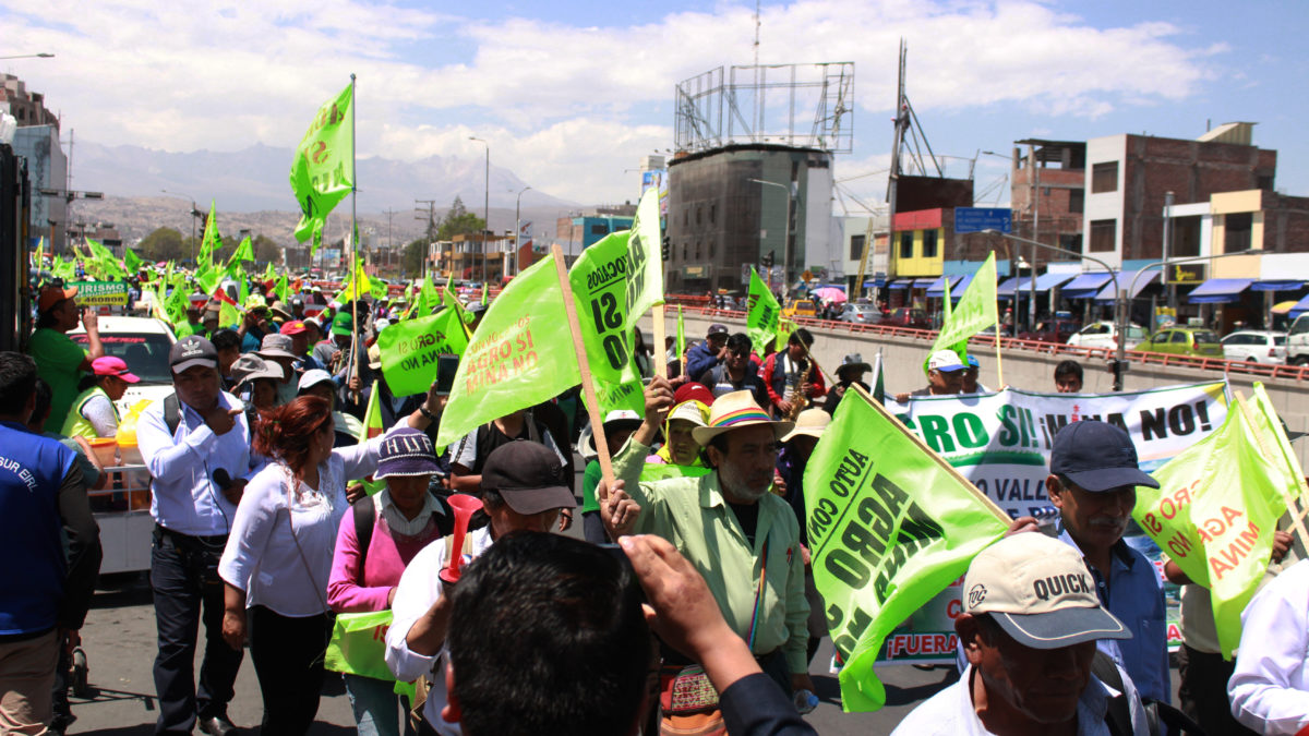 Defensores del Valle de Tambo en Lima para respaldar a Pedro Castillo